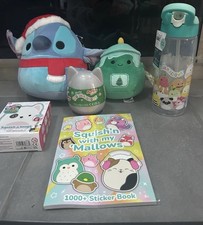 Squishmallows Lot Of 6 Collectibles, Plush, Water Bottle, Stickers  More