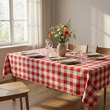 100 Cotton Red Gingham Tablecloth 75x60 Rectangular Washable Farmhouse Decor