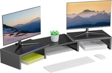 Dual Monitor Stand Desk Metal Computer Stand Desk Shelf Riser Desktop Organizer