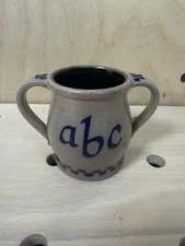 Vintage Rowe Works Pottery 1991 ABC Handmade Cup Child’s Alphabet Double Handle