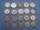 20 SILVER MERCURY DIMES WITH DATES    lot o