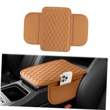 Car Center Console Cover, Upgraded Leather Car Armrest Cushion Storage-orange