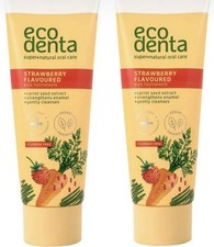 2x Ecodenta Strawberry & Carrot Kids Toothpaste-Fluoride Free Strengthen- 2x75ml 93.27 per litre