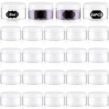 24 Pcs 8 oz Plastic Jar with Lid Refillable Empty Round Food Grade