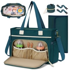 Diaper Bag Tote, Large Capacity Diaper Bag Waterproof Baby Bag Multifunctiona...