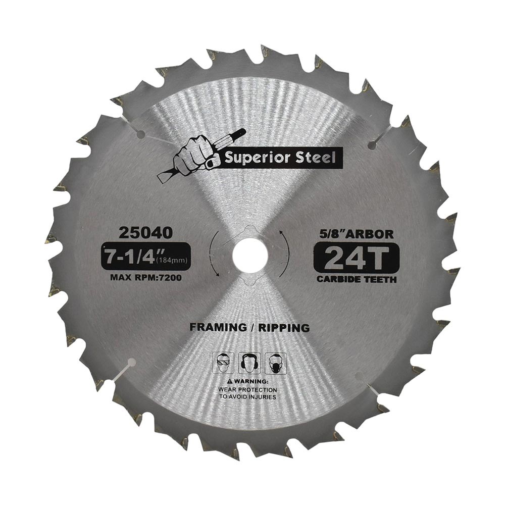 7-1/4-Inch 24-Tooth Carbide Tipped, 5/8-Inch Arbor Framing Saw
