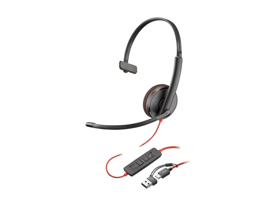 Poly Blackwire 3210 Monaural USB-C Headset +USBC/A Adapter - Mono - USB Type C, - Image 4 of 4
