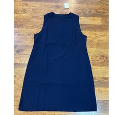 Quince Fluid Crepe Sleeveless Shift Dress Women's XL Navy NWT Minimalist Office