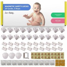 Magnetic Cabinet Locks for Babies, Child Safety Locks, 20 Pack