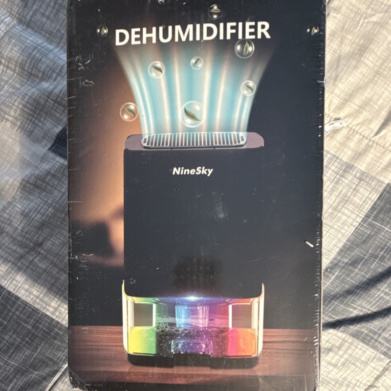 NineSky Tabletop Compact Dehumidifier, Black, LED Display, 0.7-0.9 gal