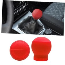 2PCS Car Gear Shift Knob Cover, Anti-Slip Silicone Vehicle Knob Gear Stick Red