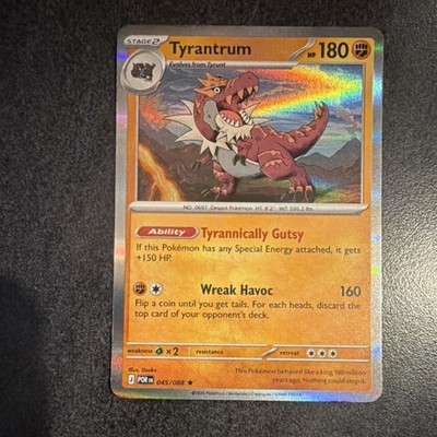 Pokémon TCG Tyrantrum 045/088 POR Rare Holo 180HP Stage 2 Dragon Card