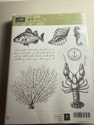 By The Tide Stampin Up Cling Stamp Set Seafood Lobster Fish