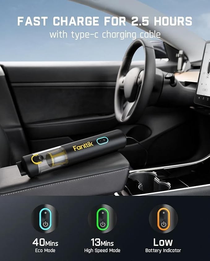 Fanttik Slim V8 APEX Car Vacuum, 4-in-1 Portable Mini Cordless Vacuum with 19000 alternate view 3