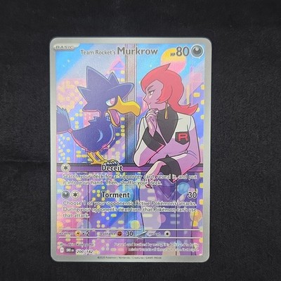 Pokémon TCG Team Rocket's Murkrow 200/182 DRI Illustration Rare Full Art Holo