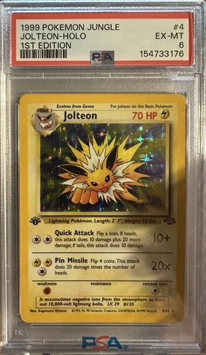 1999 PSA 6 EX-MT Jolteon 4/102 TCG Jungle 1st Edition Holo English