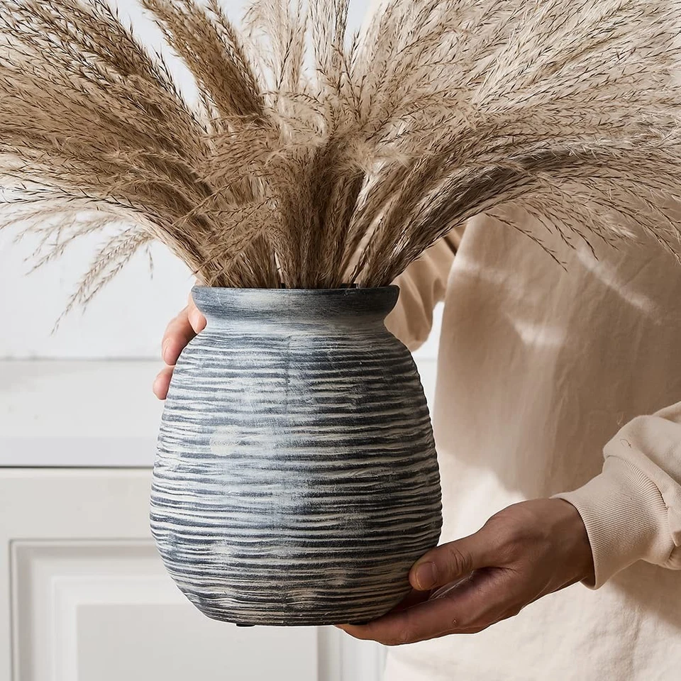 Ceramic Rustic Farmhouse Flower Vase, Pottery Decorative Flower Vase for Home... - Image 3 of 4