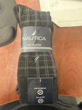 Nautica 6-Pair Men's Casual/Dress Crew Socks Black 6-12.5 Stretch NEW