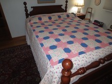 1800's Hand Stitched 8-POINT STAR Cotton PATCHWORK QUILT w/Provenance--80" x 90"
