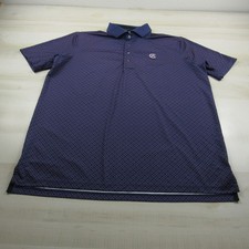 Greyson Polo Shirt Mens Large Purple Blue Wolf Golf Performance Geometric Check