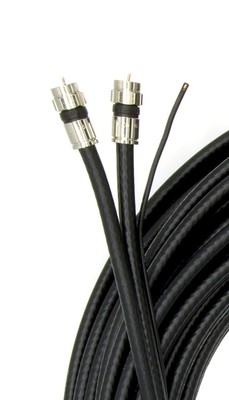 Black 25ft Dual with Ground RG6 Coaxial with Quality Compression Connectors
