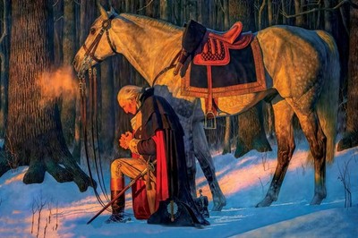SALE OFF !!! George Washington Praying At Valley Forge Print Poster Picture