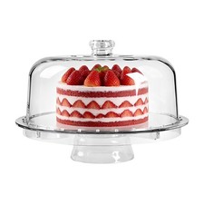 PS Cake Stand with Dome Lid, Clear Cake Plate, Reusable Dessert Display Stand
