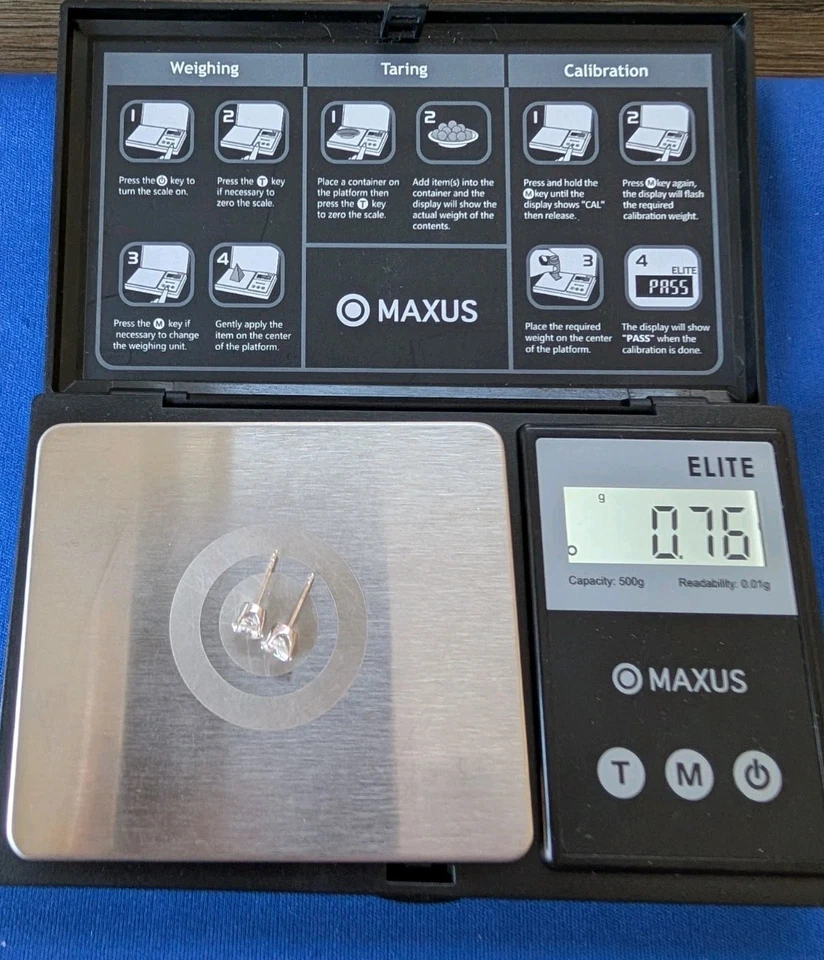 Pendientes Diamonique Oro Blanco 14K DQ Circonita Cúbica de QVC Vintage Años 90 .76g Foto 3 de 4