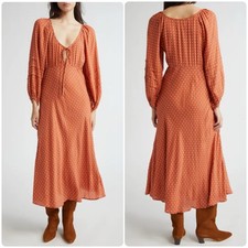 NWT Mille Suki Polka Dot Dress Long Sleeve Rust Orange XXS