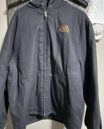 Mac Tools Canvas Hooded EMBROIDERED Jacket Coat Black Quilt Lined Workwear XL - Picture 4 of 4