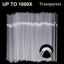 210mm x 5mm Transparent 8'' Flexible Drinking Straws Party Wedding BBQ Coctails