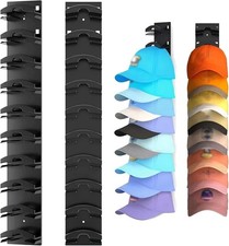 2 PCS Wall Mounted Hat Organizer - Strong Adhesive Multilayer Baseball Cap Ra...