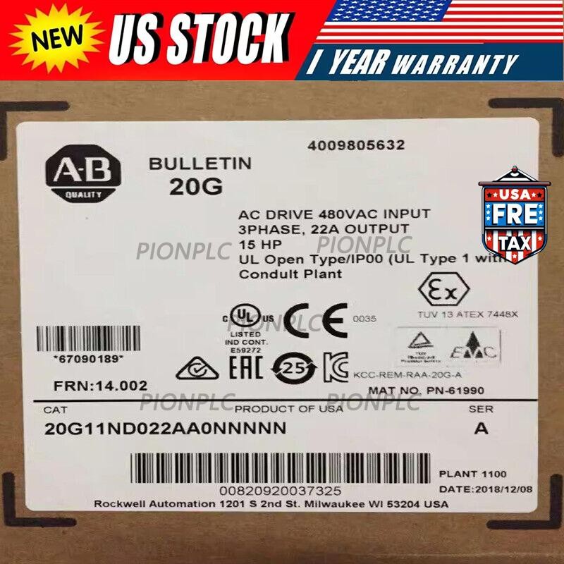 Allen-Bradley New Original Genuine Inverter 20G11ND022AA0NNNNN US Free Tax