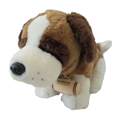 Buderus St Bernard Puppy Dog Plush Advertising Wood Barrel Collar Heiztechnik 8''
