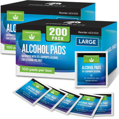 Large Alcohol Wipes Individually Wrapped - 200 Sterile Alcohol Prep Pads Saturat