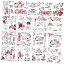 12 Sheets Rub on Transfers for Crafts and Furniture Rub on Transfer Retro Rose