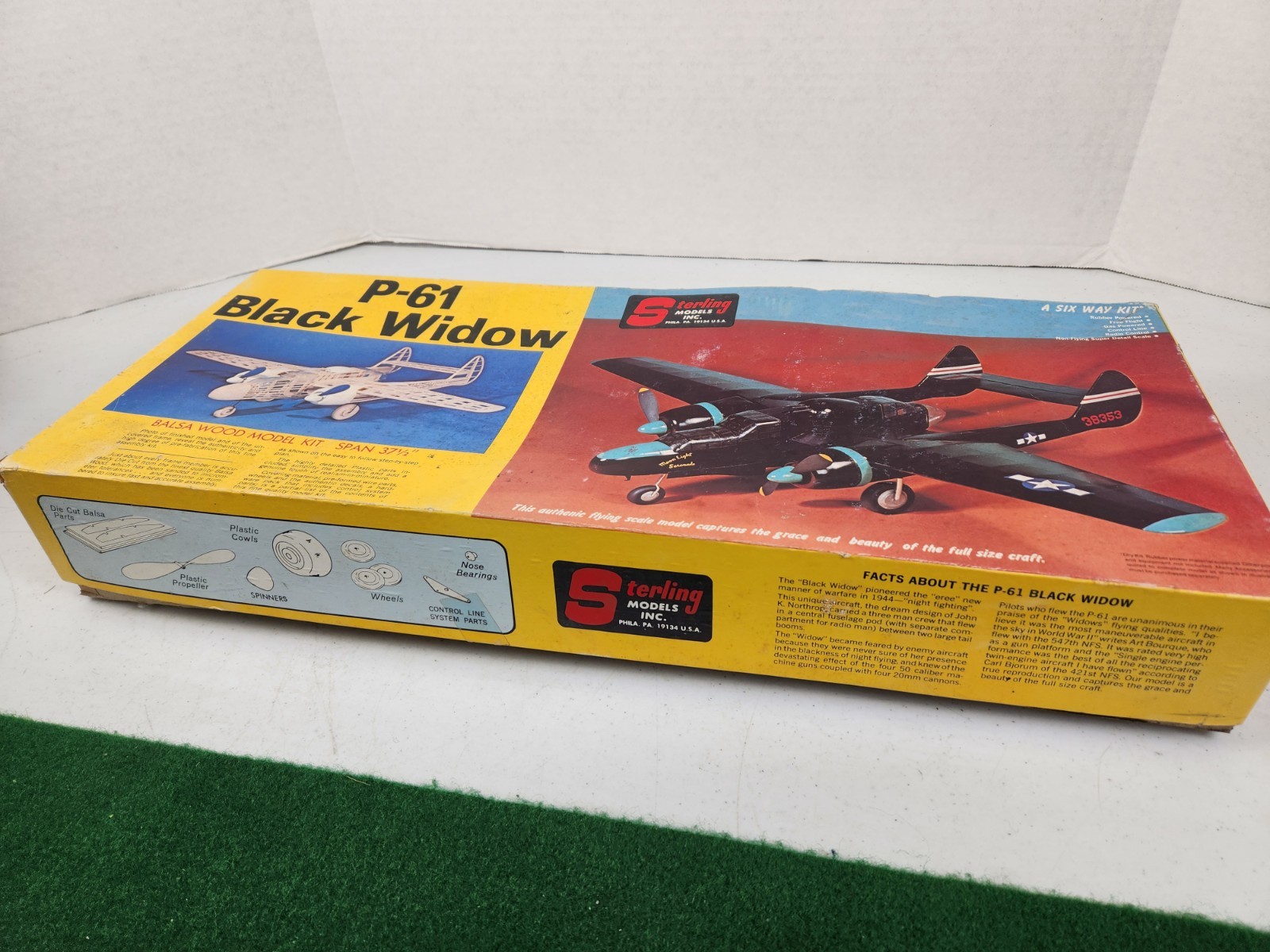 Vintage Sterling Models P-61 Black Widow balsa Model Airplane kit E-15 UNBUILT! 