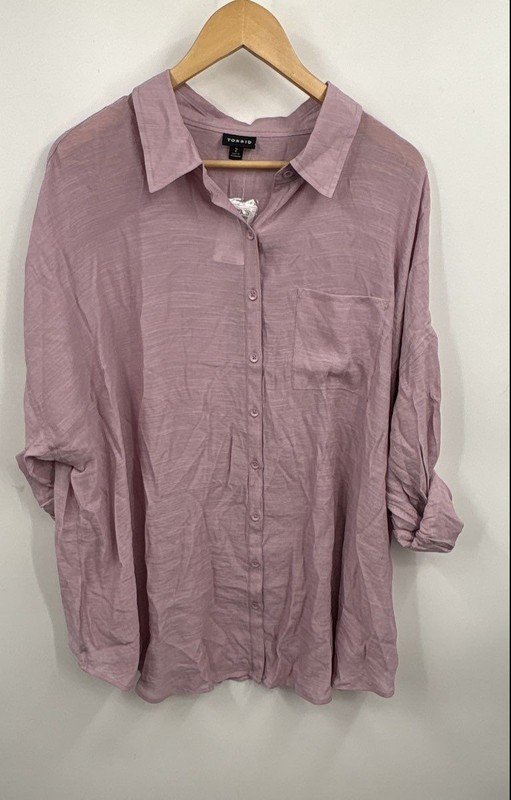 NWT Torrid Women's Purple Long Sleeve Lindsay Drop Shoulder Button-Up Shirt Sz 2