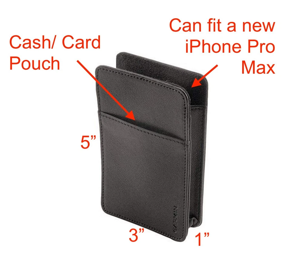 Estuche de cuero NEGRO universal 2 bolsillos bolsa de transporte billetera - 3" de ancho x 1" de grosor Foto 2 de 2