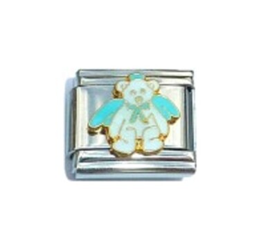 Italienischer Charm 9 mm E68 neu Baby Junge blau Teddybär passt klassischer Größe Armband