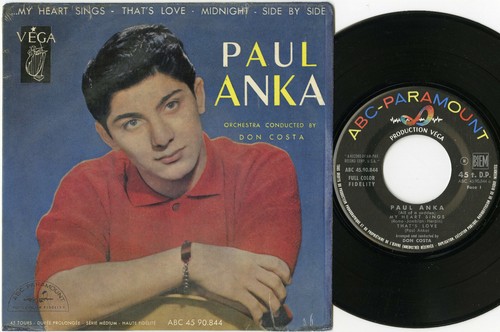 "Paul ANKA" My heart sings / Midnight / That's love / Side by side (EP français) - Imagen 1 de 2