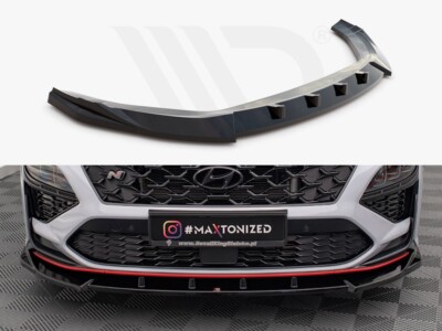 Für Hyundai Kona N Maxton Design Frontdiffusor Diffusor V2 Glanz Schwarz ABS