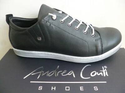 Andrea Conti Damen Slipper Sneakers Halbschuhe Schuhe Leder schwarz 0347891