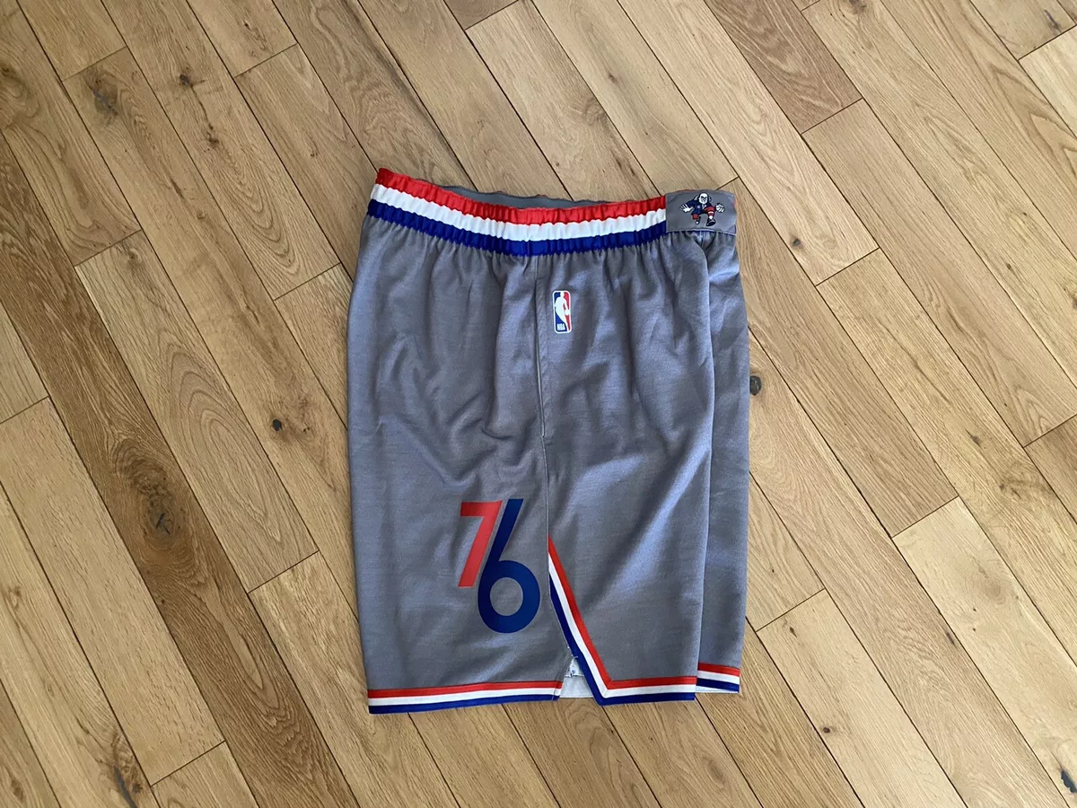 Men's nike gray philadelphia 76ers city top edition swingman performance shorts