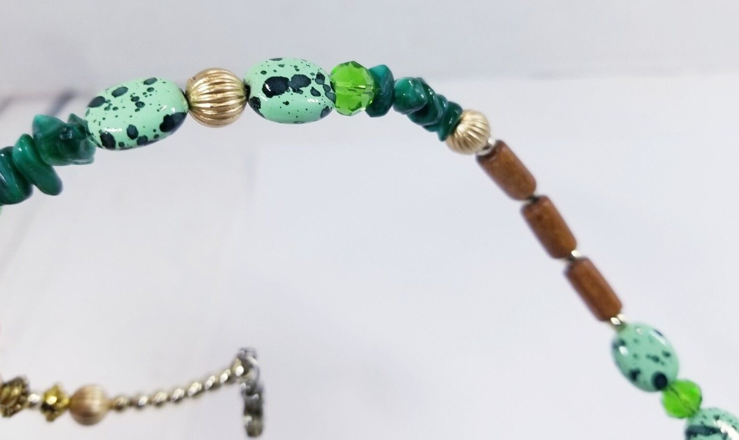Green Multi-Gemstone Memory Wire Wrap Bracelet - image 3