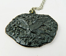 COAL PENDANT NECKLACE WITH CARVED EAGLE, FLAT PIECE APPROX. 3"  GREAT CONDITION