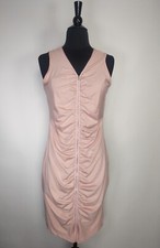 BKMGC Pink Sretch Ruched Zip Sleeveless Bodycon Dress Size Medium M