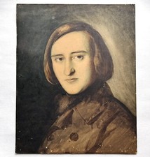 Antique 1840 Watercolor Portrait of Gentleman in Birdseye Maple Frame — listing 4