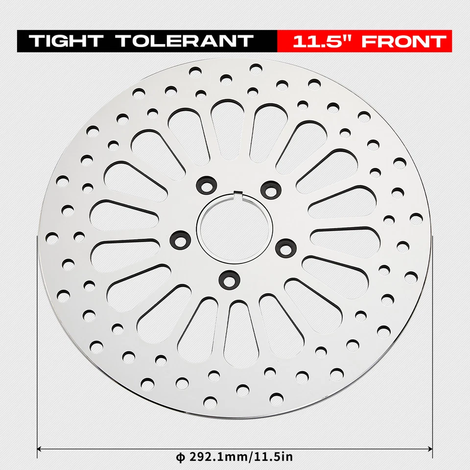 2Pcs 11.5" Front Brake Rotors Polished for Harley Touring Softails Sportsters - Image 3 of 4