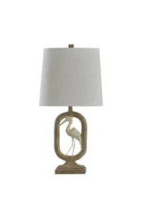 StyleCraft 22.75 in. Distressed Light Brown Off White Distressed Bird Table Lamp